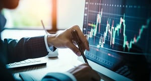 finance trade manager analyzing stock market indicators